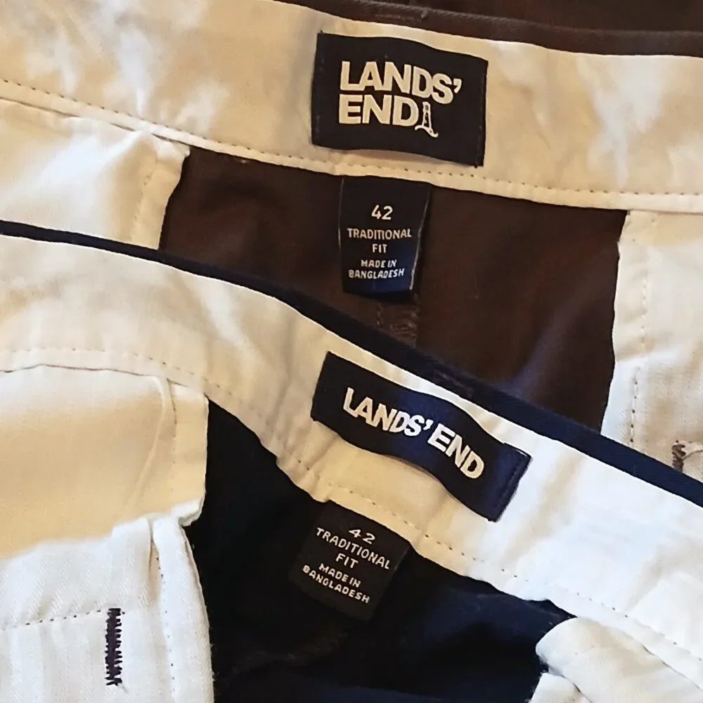 Land's End Men's Blue, Khaki & Grey Dress Slacks LOT OF 3 Pairs GUC Size 42 - Picture 5 of 9